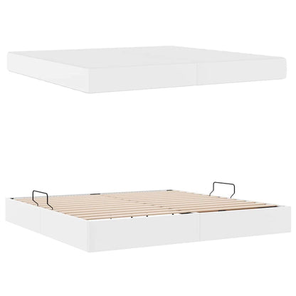 Opbergbed met matras met matras Wit 200 x 200 cm Nep Leer