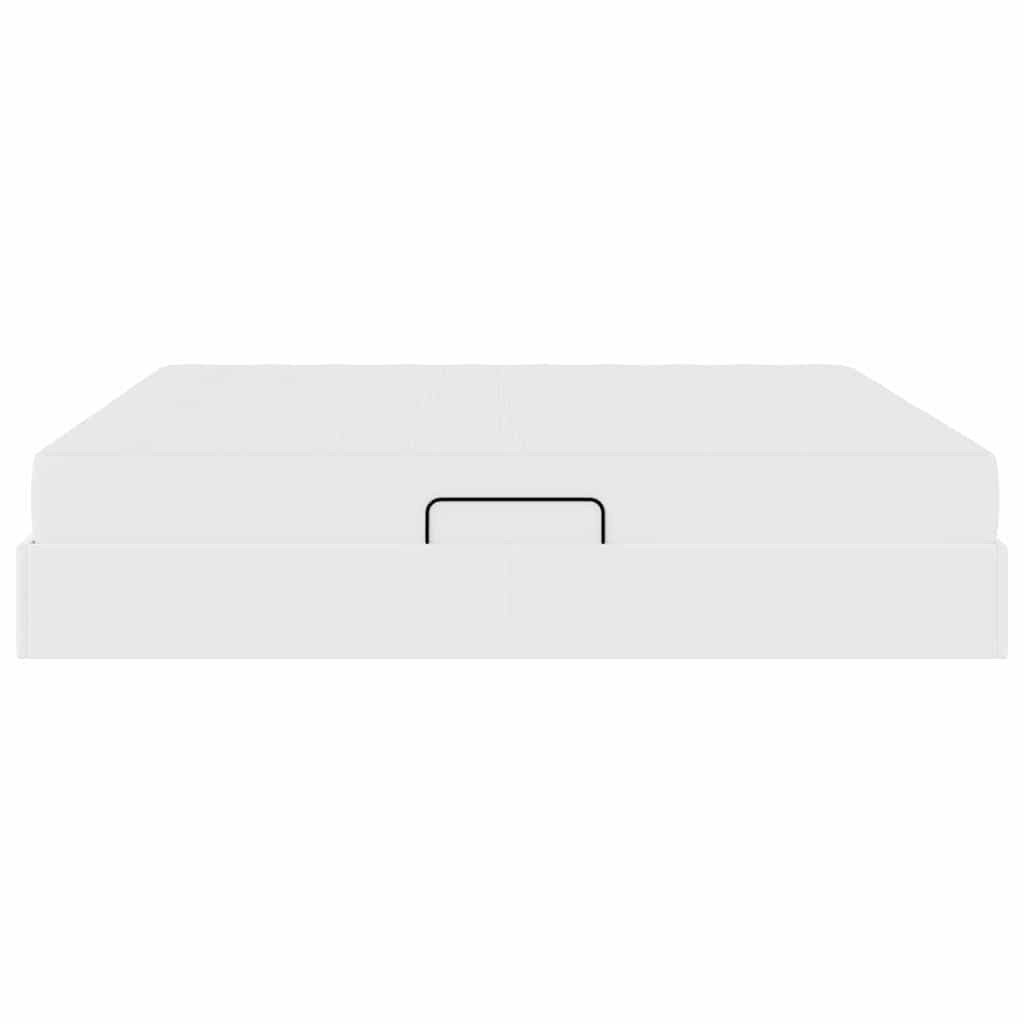 Opbergbed met matras met matras Wit 200 x 200 cm Nep Leer