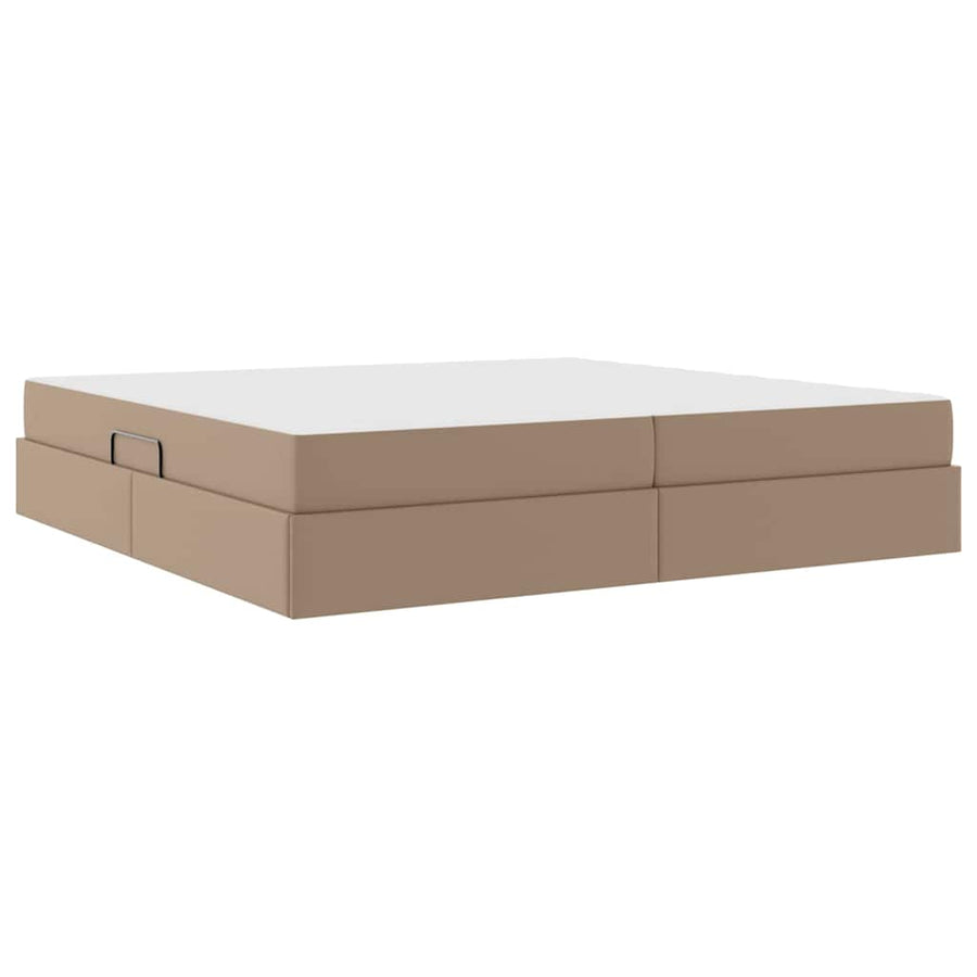 Opslag bed met matras met matras 2 pcs Cappuccino Leer