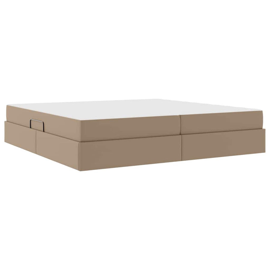 Opslag bed met matras met matras 2 pcs Cappuccino Leer