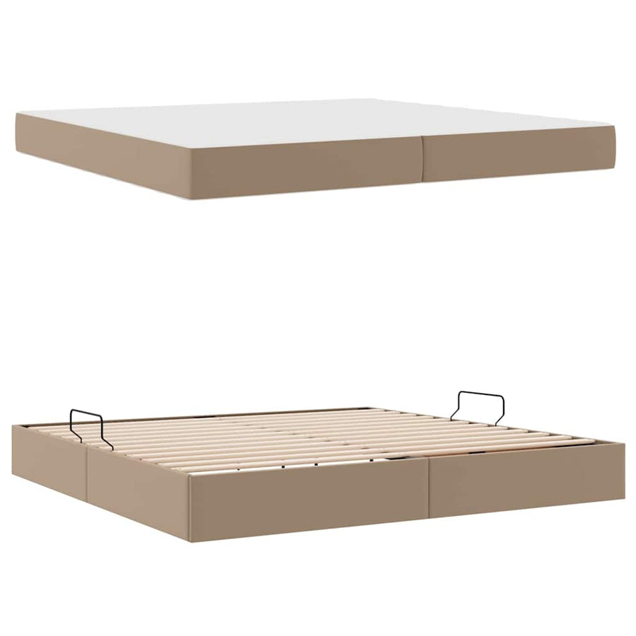 Opslag bed met matras met matras 2 pcs Cappuccino Leer