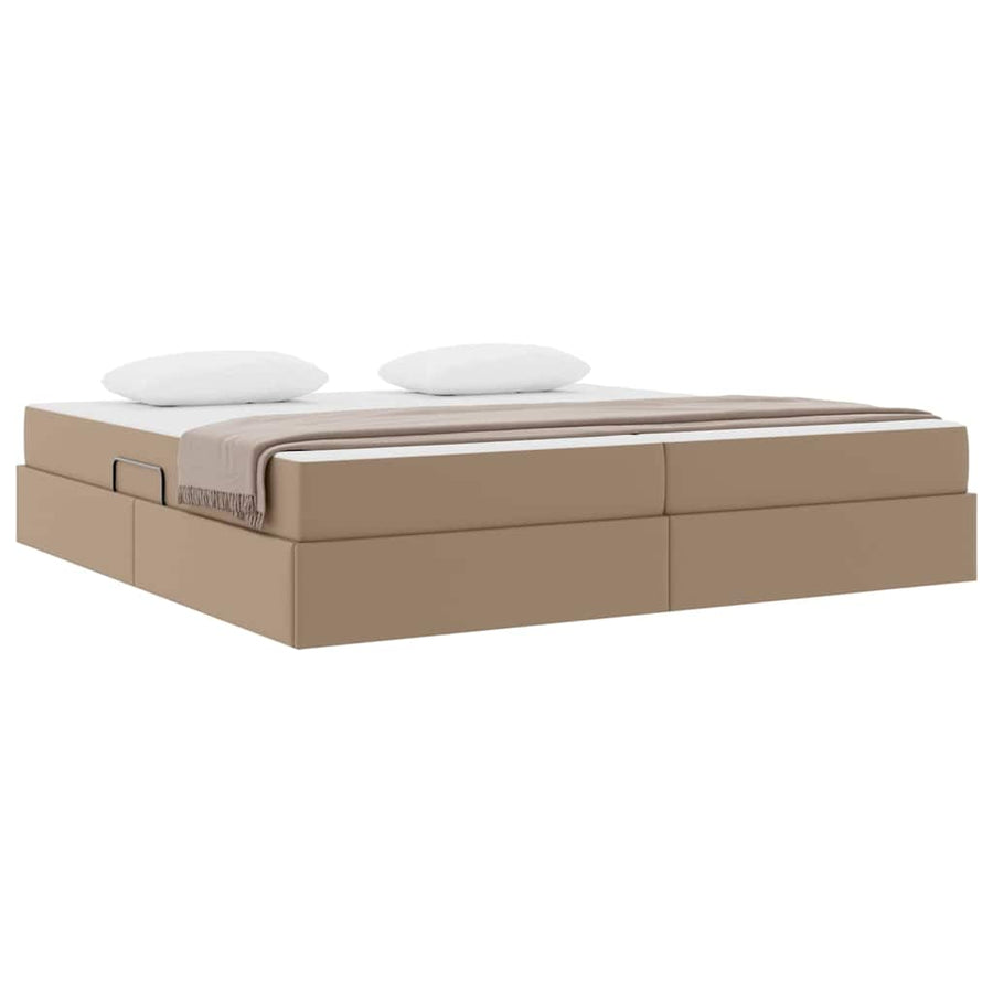 Opslag bed met matras met matras 2 pcs Cappuccino Leer