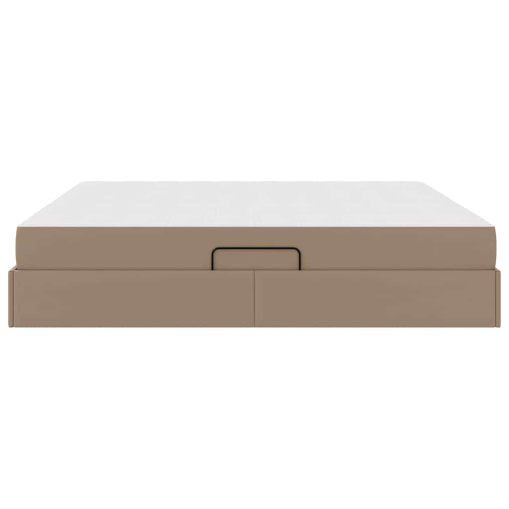 Opslag bed met matras met matras 2 pcs Cappuccino Leer