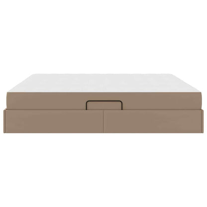 Opslag bed met matras met matras 2 pcs Cappuccino Leer