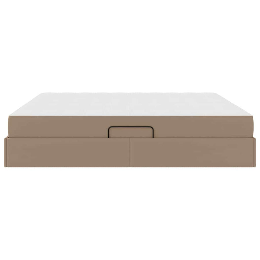 Opslag bed met matras met matras 2 pcs Cappuccino Leer