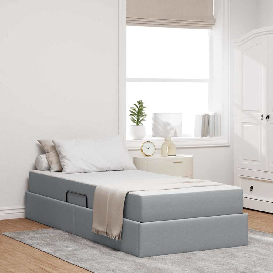 Opbergbed met matras Lichtgrijs 90 x 190 cm Polyester