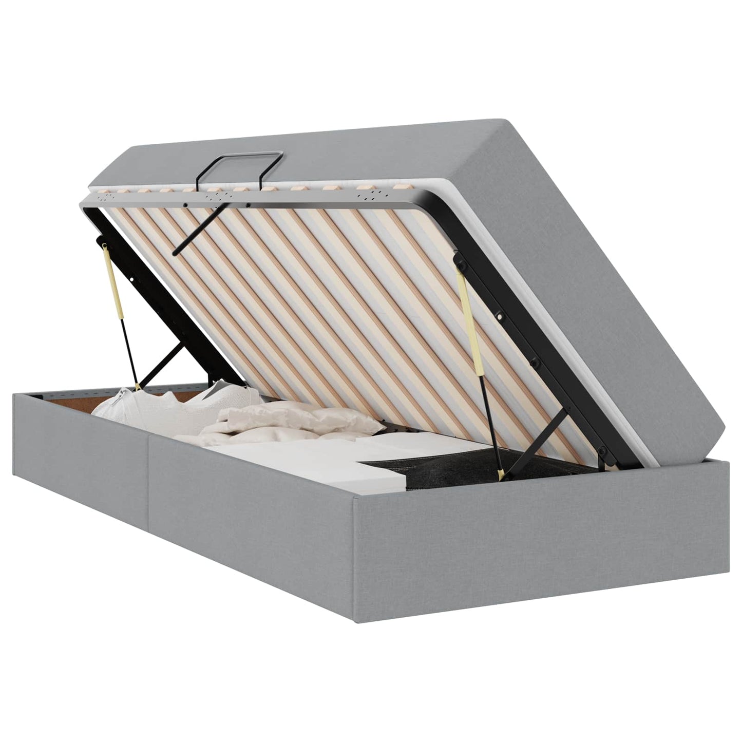 Opbergbed met matras Lichtgrijs 90 x 190 cm Polyester