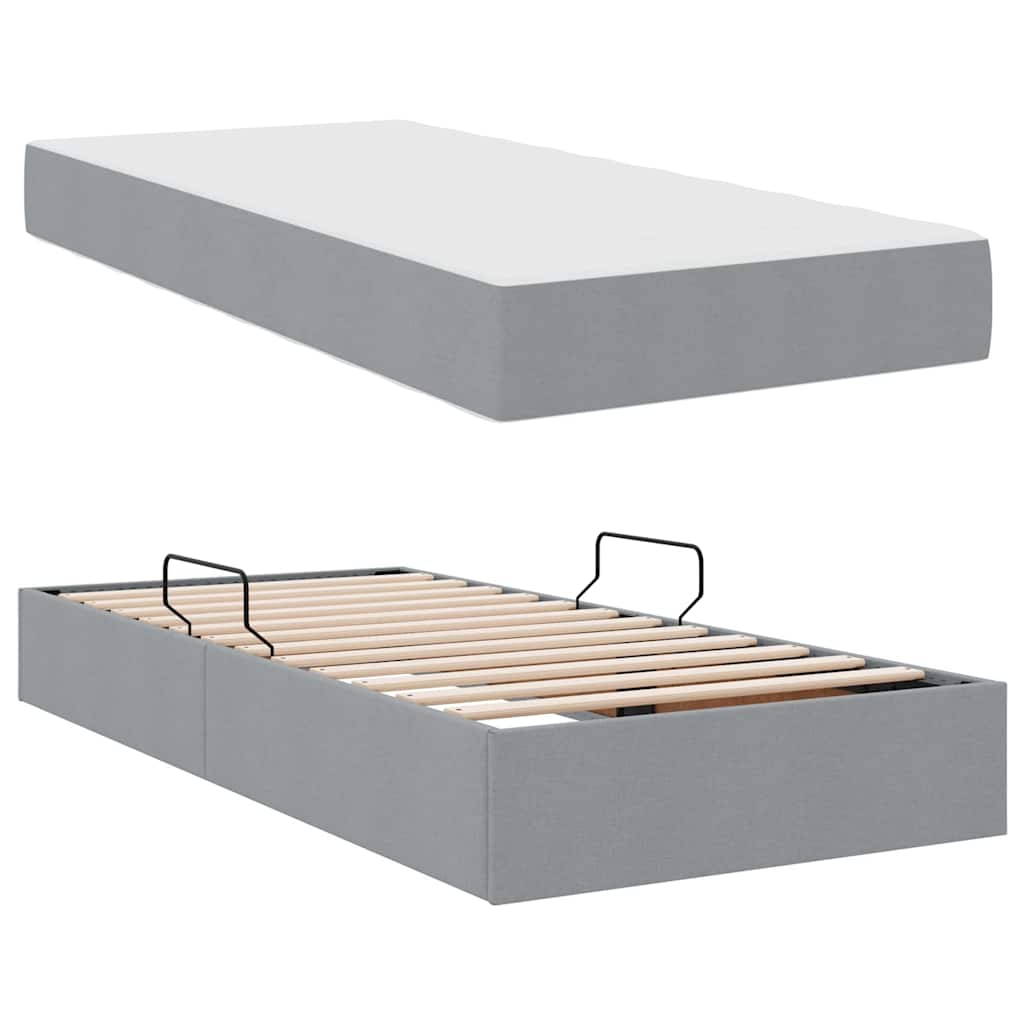 Opbergbed met matras Lichtgrijs 90 x 190 cm Polyester