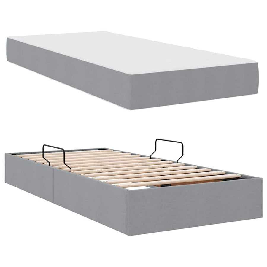 Opbergbed met matras Lichtgrijs 90 x 190 cm Polyester