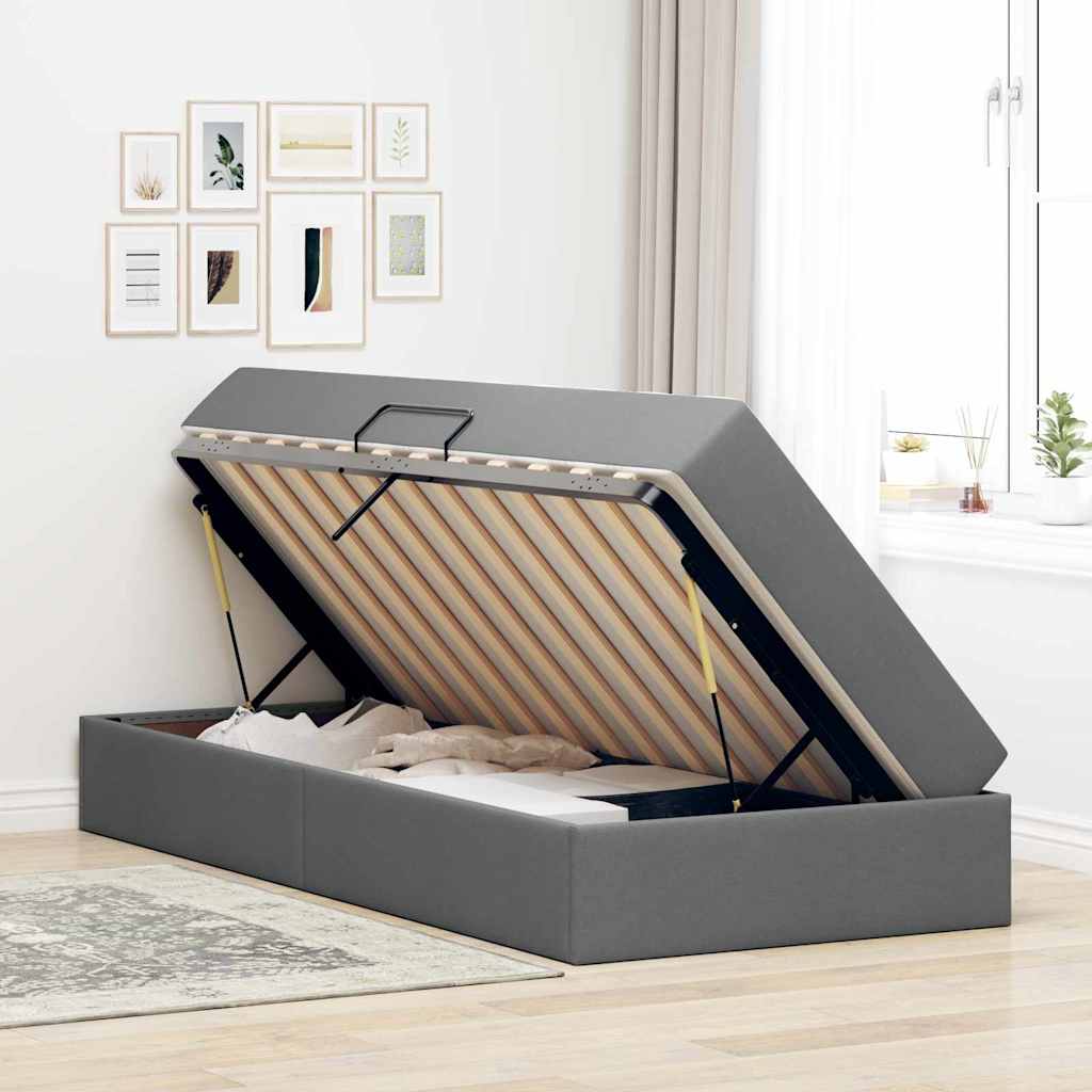 Opbergbed met matras Donkergrijs 90 x 190 cm Polyester
