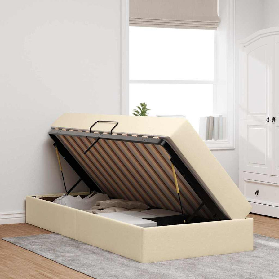 Opbergbed met matras met matras Crème 90 x 190 cm Polyester