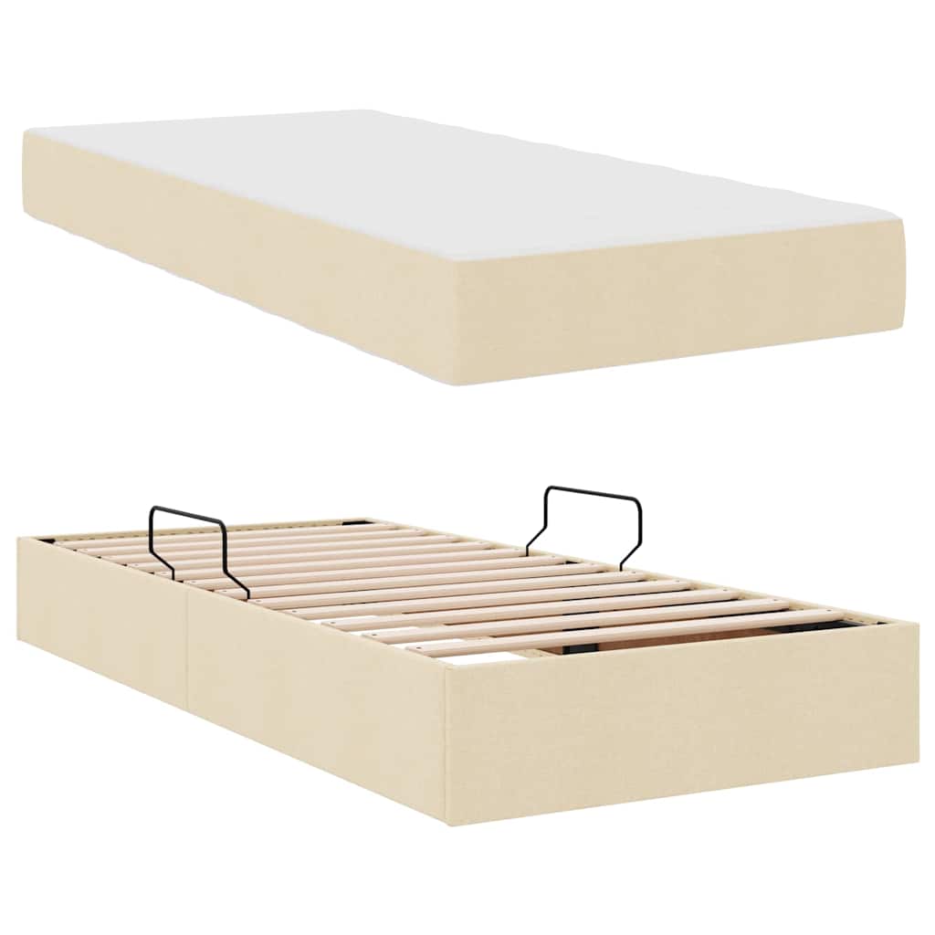 Opbergbed met matras met matras Crème 90 x 190 cm Polyester