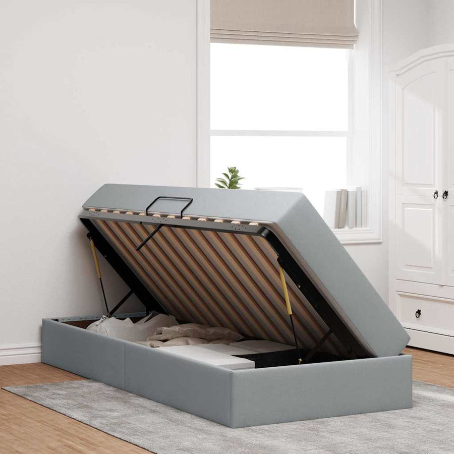 Opbergbed met matras Lichtgrijs 90 x 200 cm Polyester