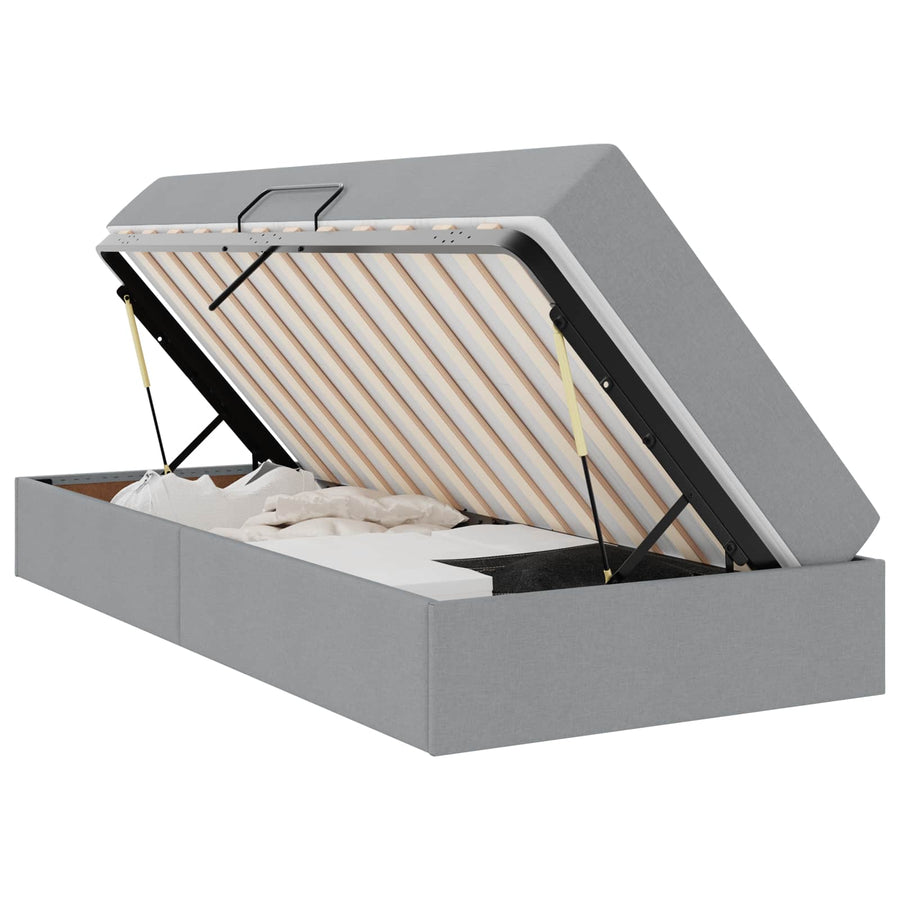 Opbergbed met matras Lichtgrijs 90 x 200 cm Polyester