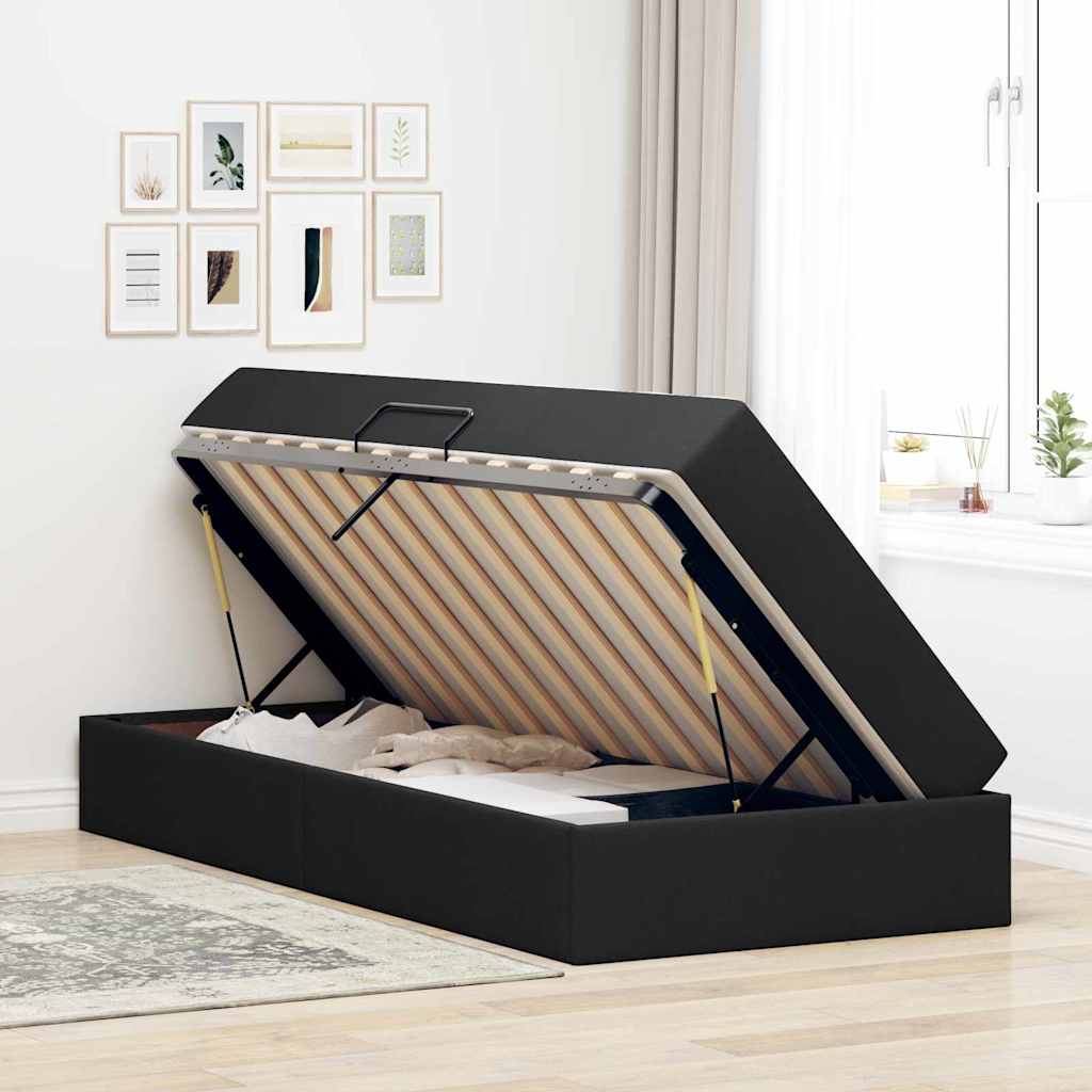 Opbergbed met matras met matras Zwart 90 x 200 cm Polyester