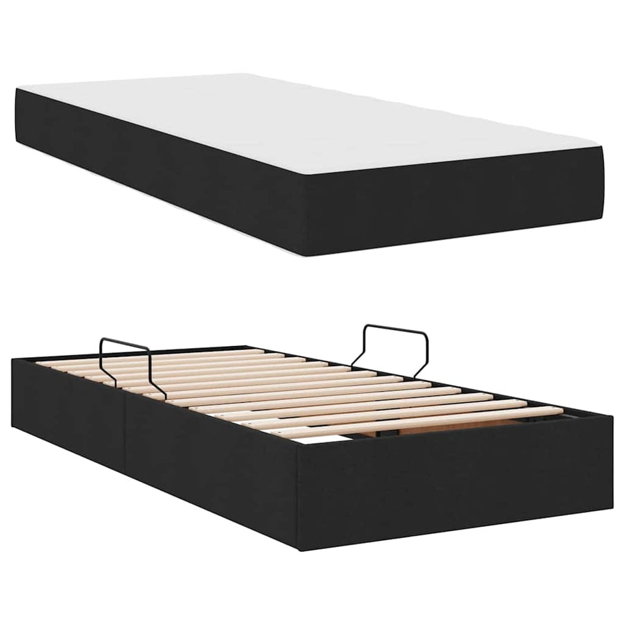 Opbergbed met matras met matras Zwart 90 x 200 cm Polyester