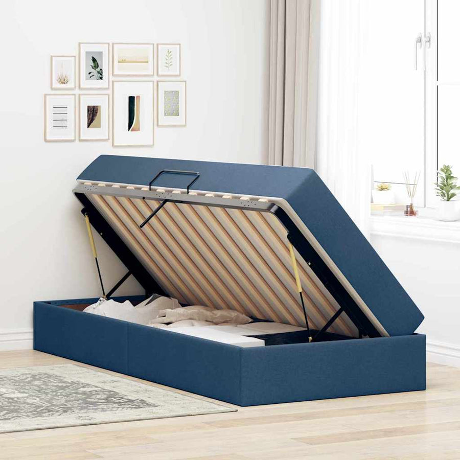 Opbergbed met matras met matras Blauw 90 x 200 cm Polyester