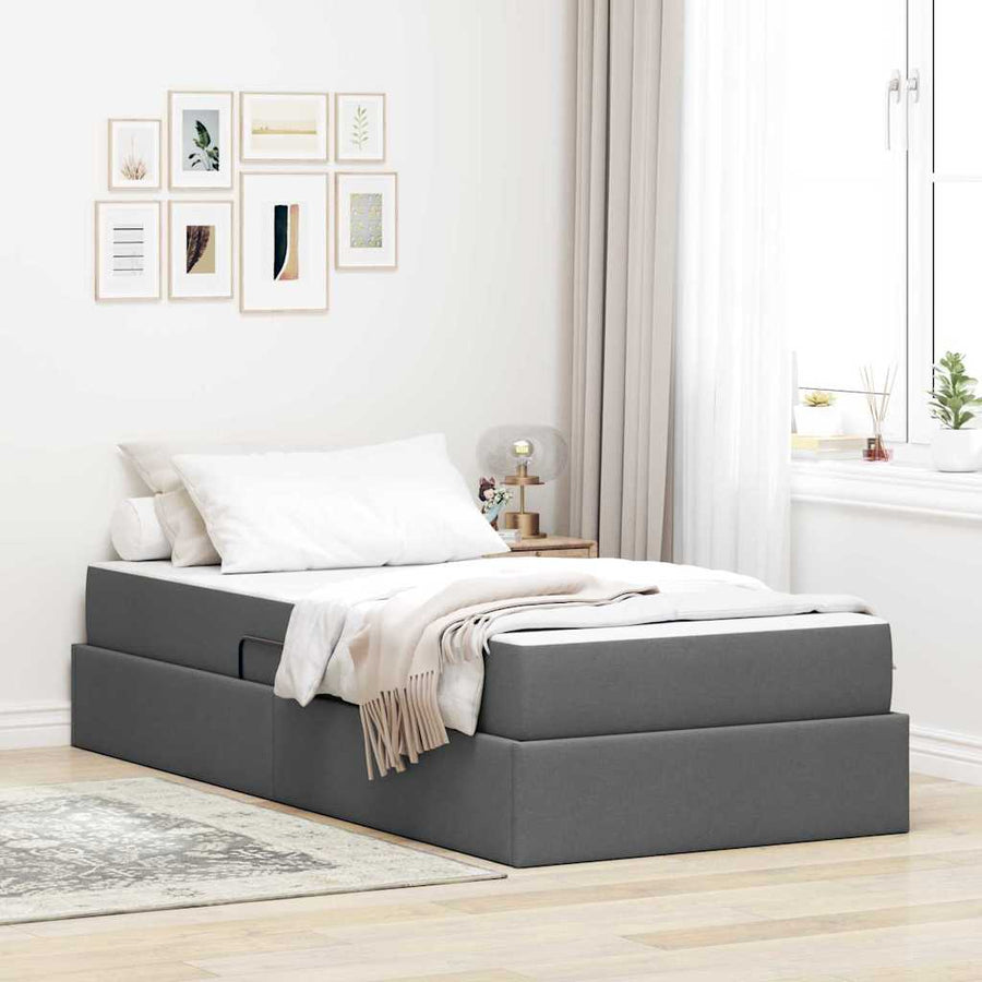 Opbergbed met matras Donkergrijs 100 x 200 cm Polyester