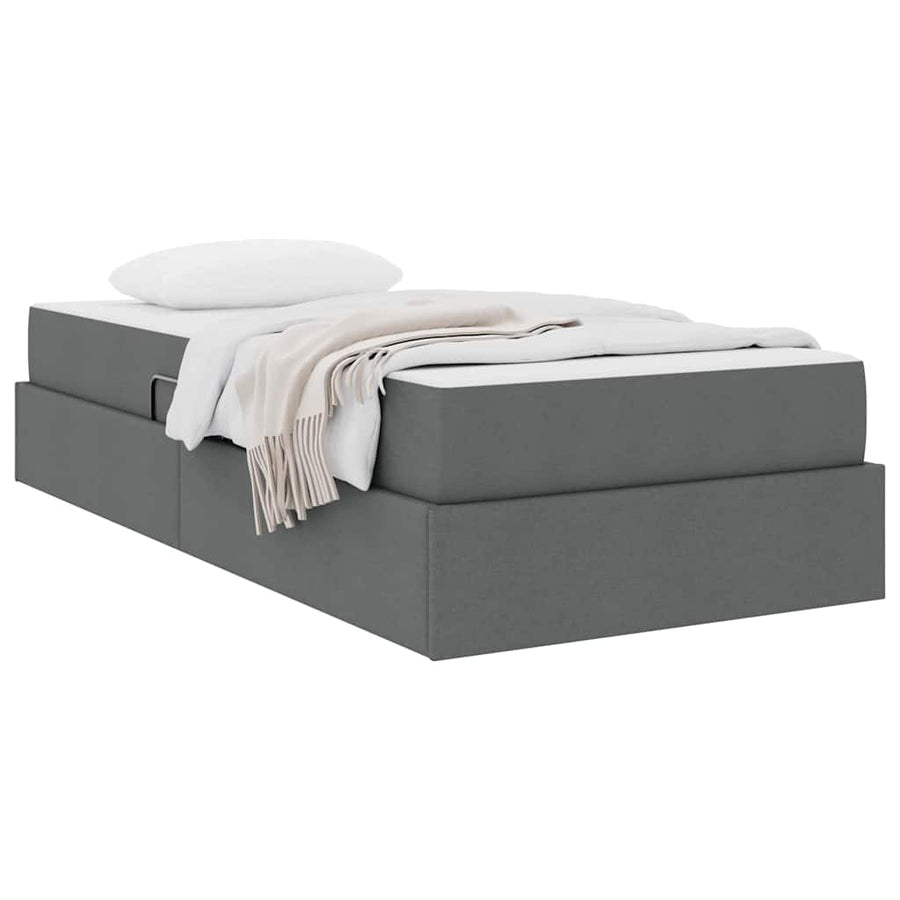Opbergbed met matras Donkergrijs 100 x 200 cm Polyester