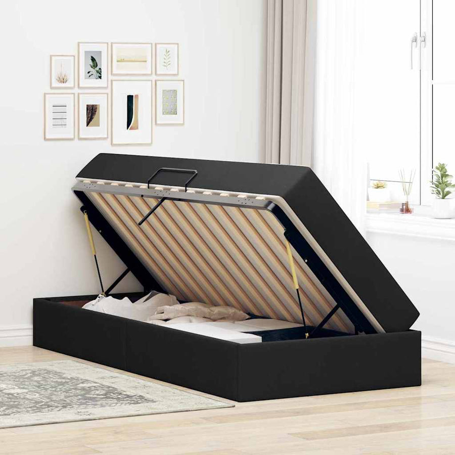 Opbergbed met matras met matras Zwart 100 x 200 cm Polyester