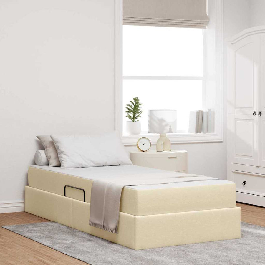 Opbergbed met matras met matras Crème 100 x 200 cm Polyester