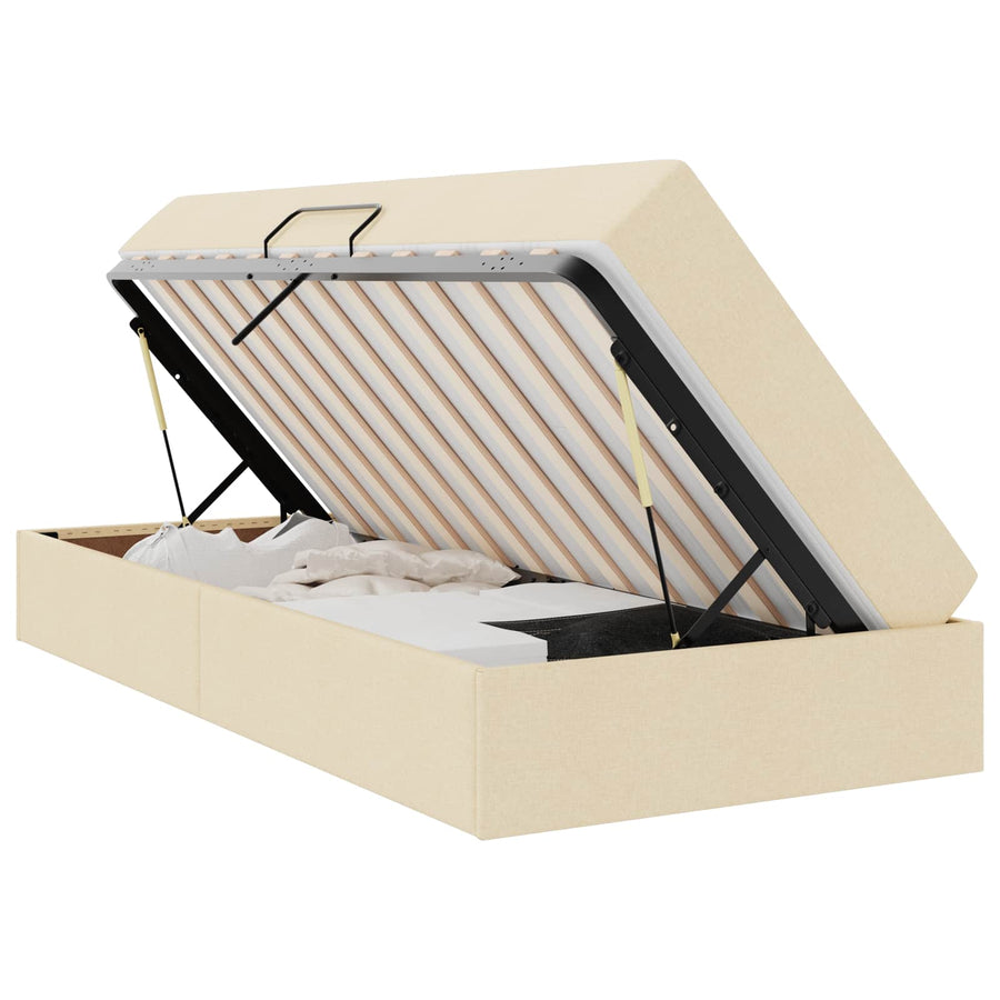 Opbergbed met matras met matras Crème 100 x 200 cm Polyester