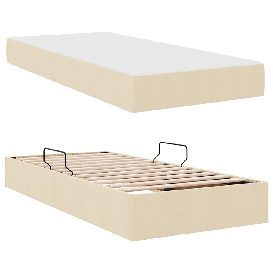 Opbergbed met matras met matras Crème 100 x 200 cm Polyester