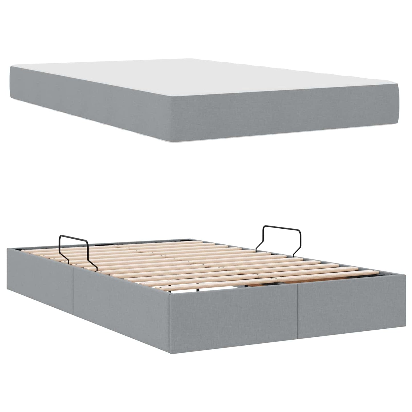Opbergbed met matras Lichtgrijs 120 x 190 cm Polyester