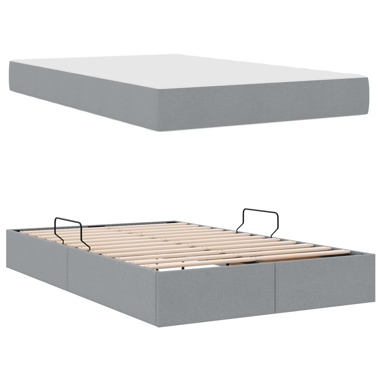 Opbergbed met matras Lichtgrijs 120 x 190 cm Polyester