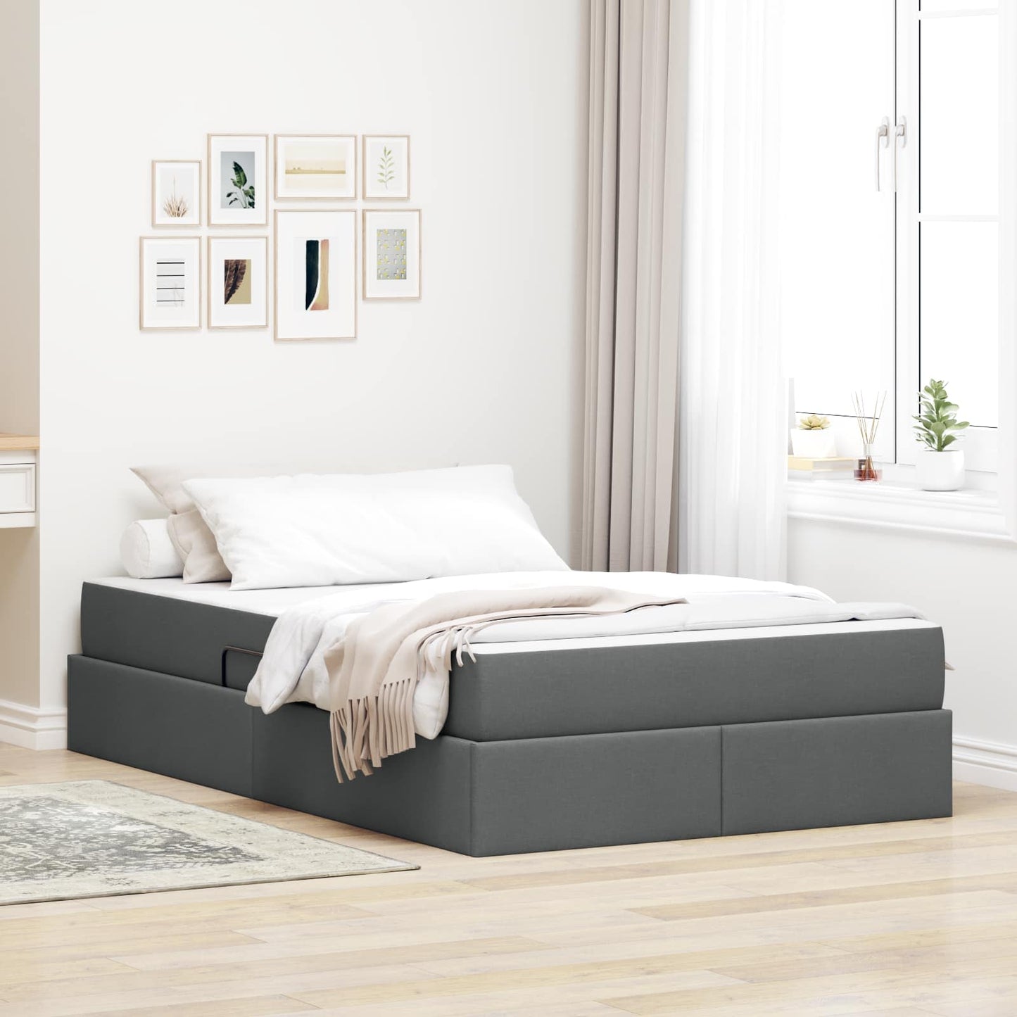 Opbergbed met matras Donkergrijs 120 x 190 cm Polyester