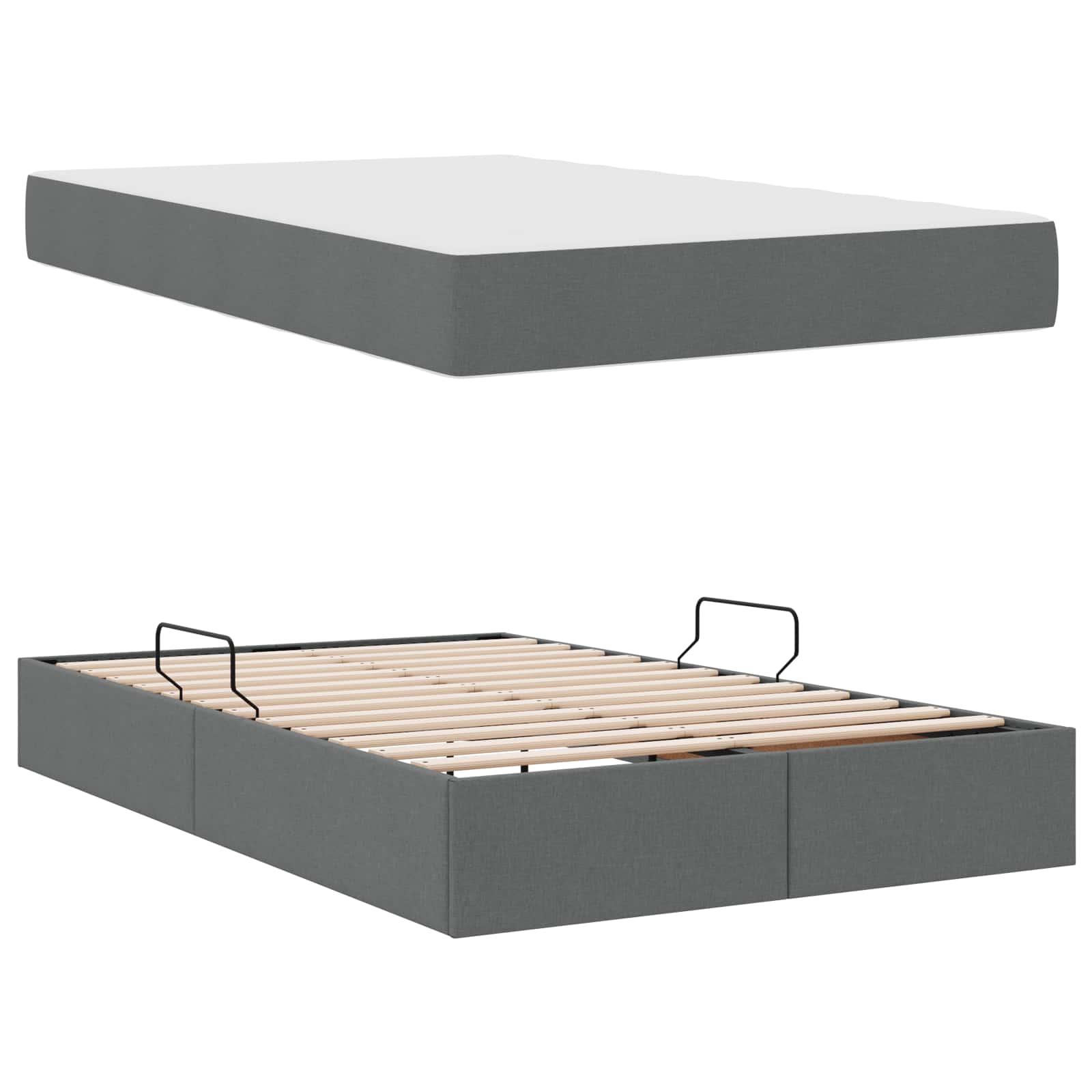 Opbergbed met matras Donkergrijs 120 x 190 cm Polyester
