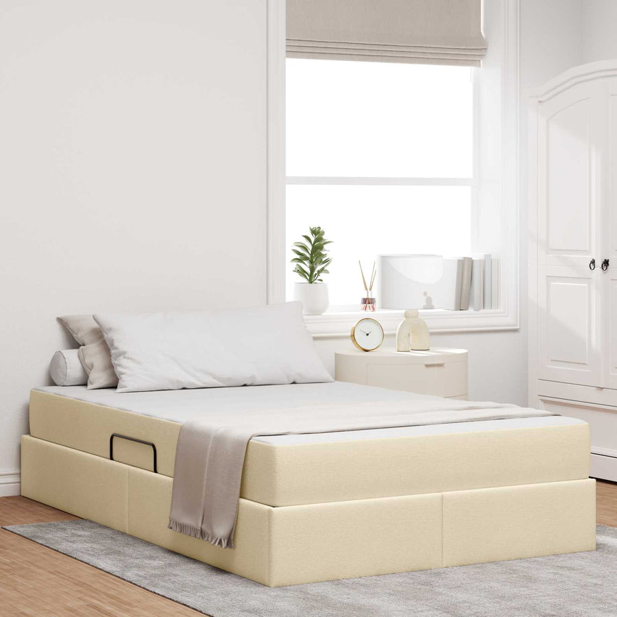 Opbergbed met matras met matras Crème 120 x 190 cm Polyester