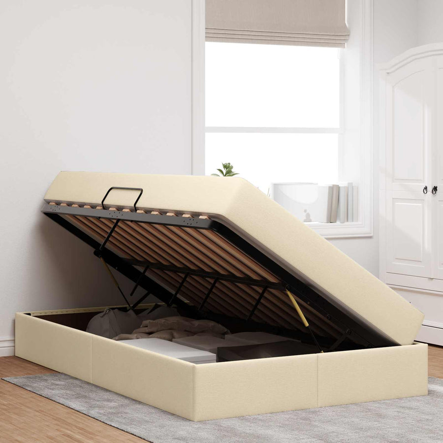 Opbergbed met matras met matras Crème 120 x 190 cm Polyester