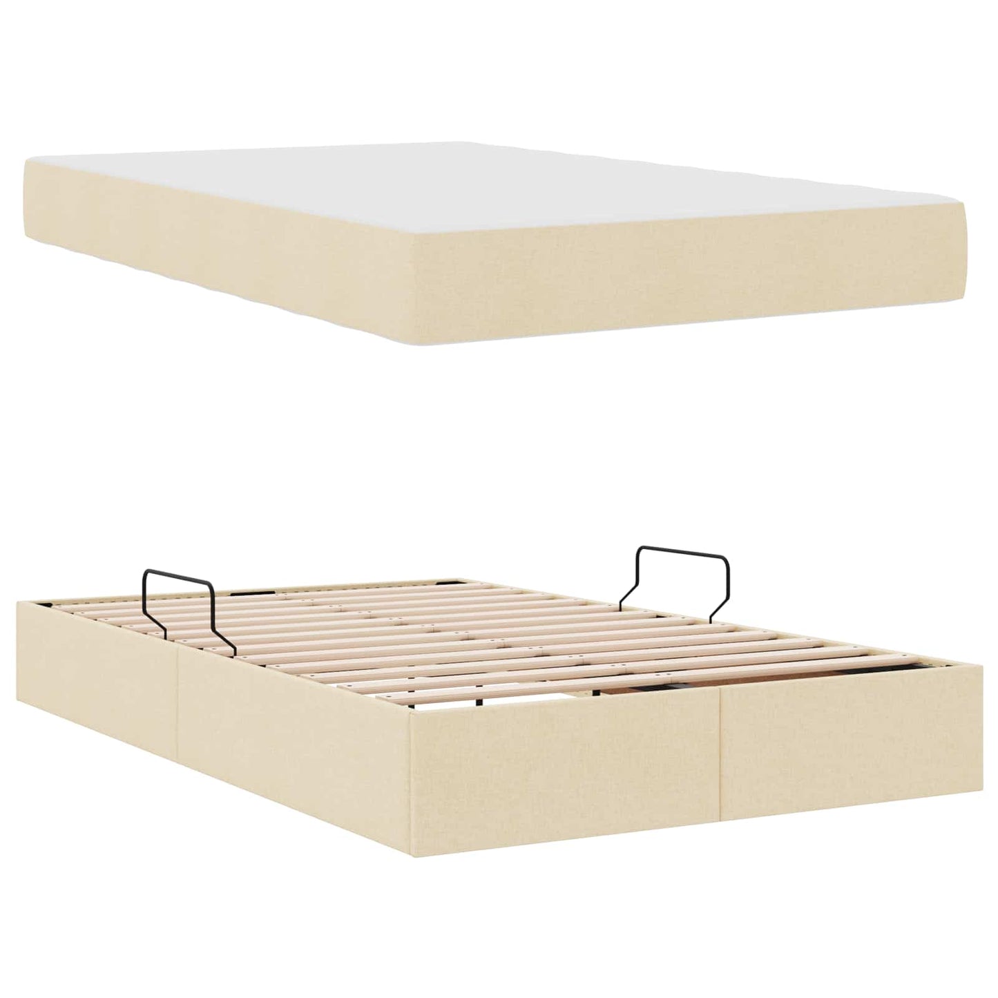 Opbergbed met matras met matras Crème 120 x 190 cm Polyester
