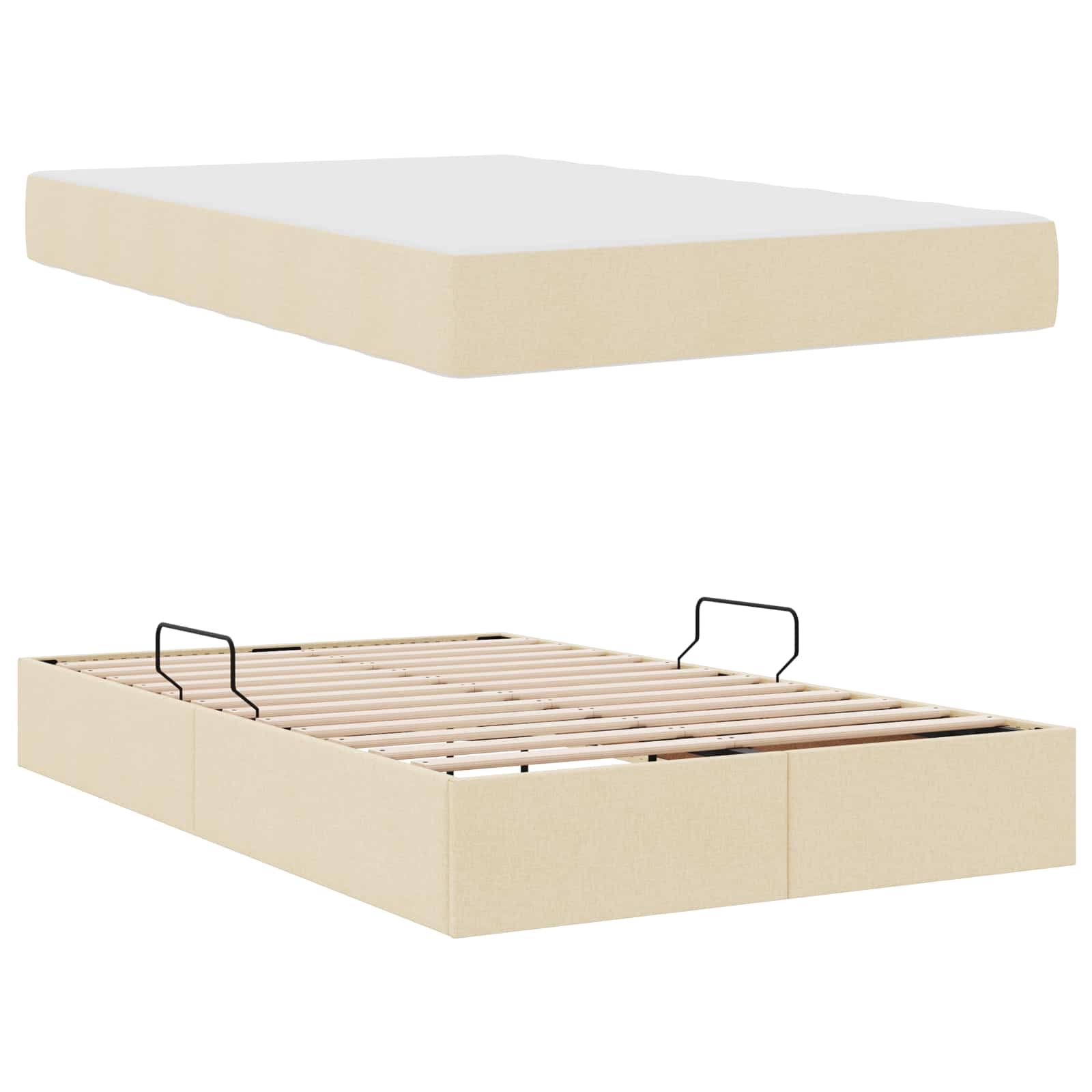 Opbergbed met matras met matras Crème 120 x 190 cm Polyester