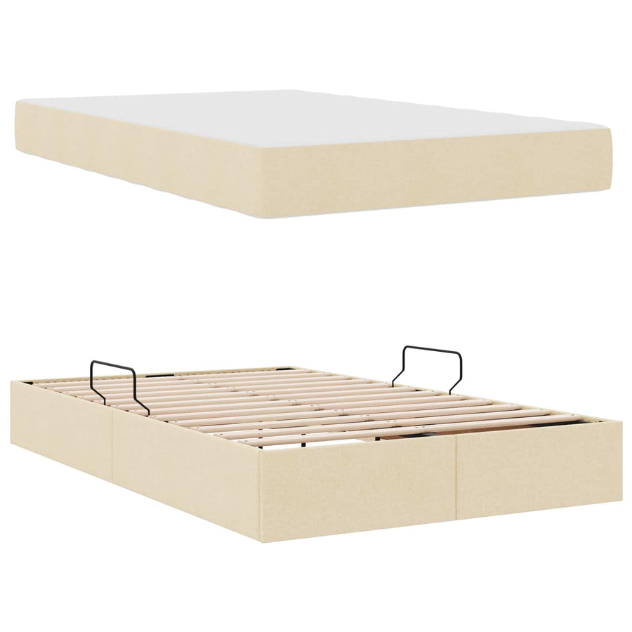 Opbergbed met matras met matras Crème 120 x 190 cm Polyester