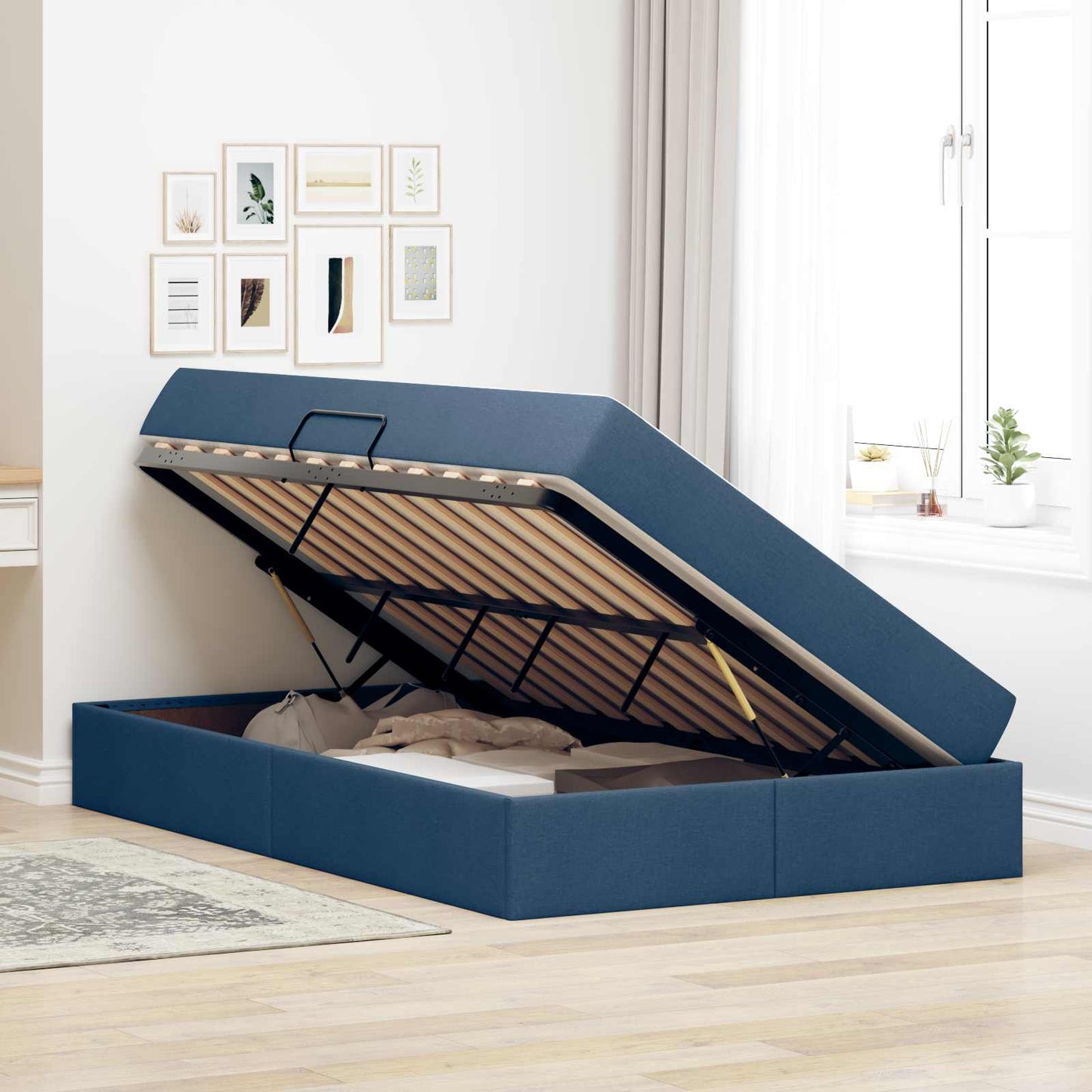 Opbergbed met matras met matras Blauw 120 x 190 cm Polyester