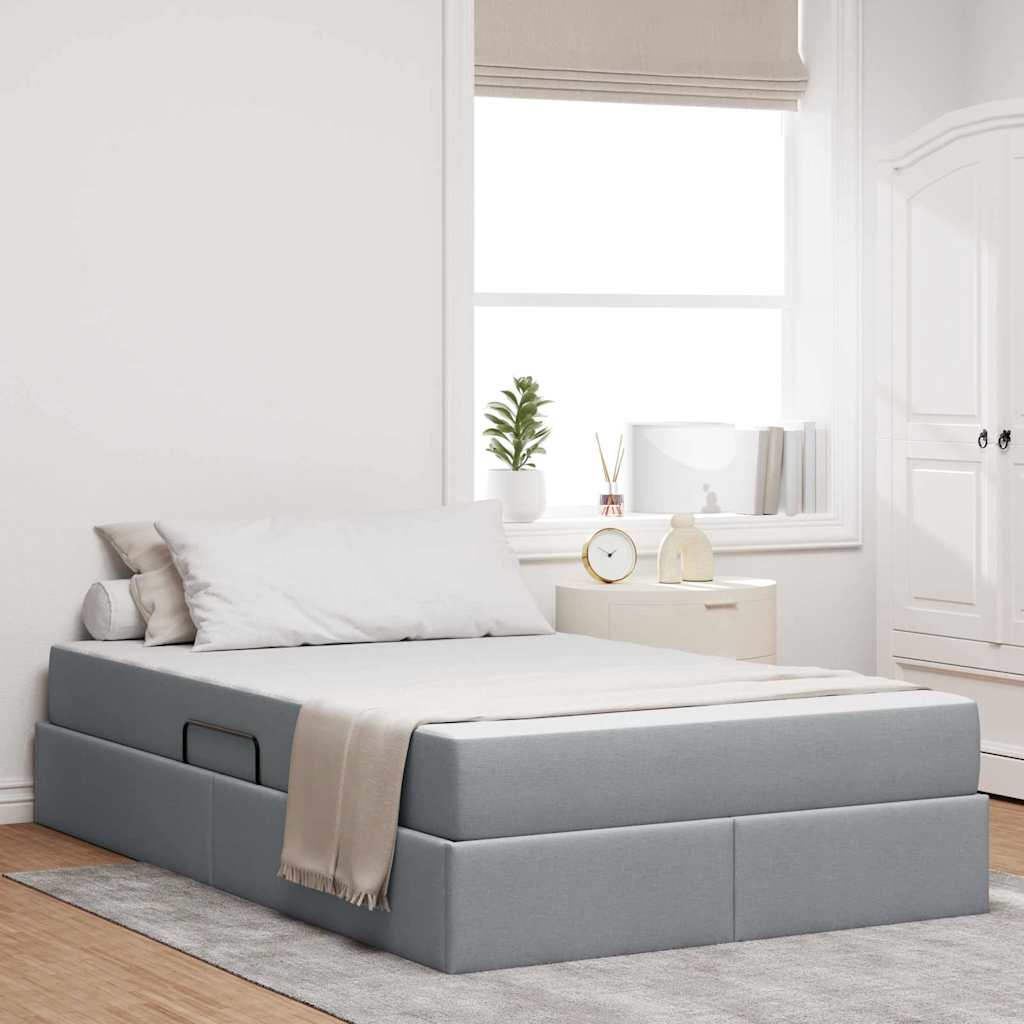Opbergbed met matras Lichtgrijs 120 x 200 cm Polyester
