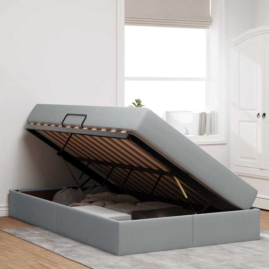 Opbergbed met matras Lichtgrijs 120 x 200 cm Polyester
