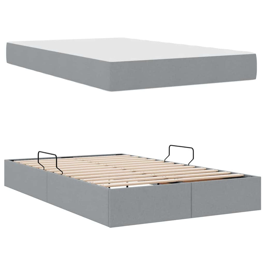 Opbergbed met matras Lichtgrijs 120 x 200 cm Polyester