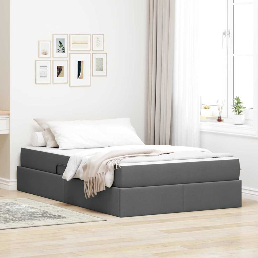 Opbergbed met matras Donkergrijs 120 x 200 cm Polyester