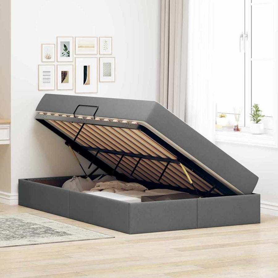 Opbergbed met matras Donkergrijs 120 x 200 cm Polyester