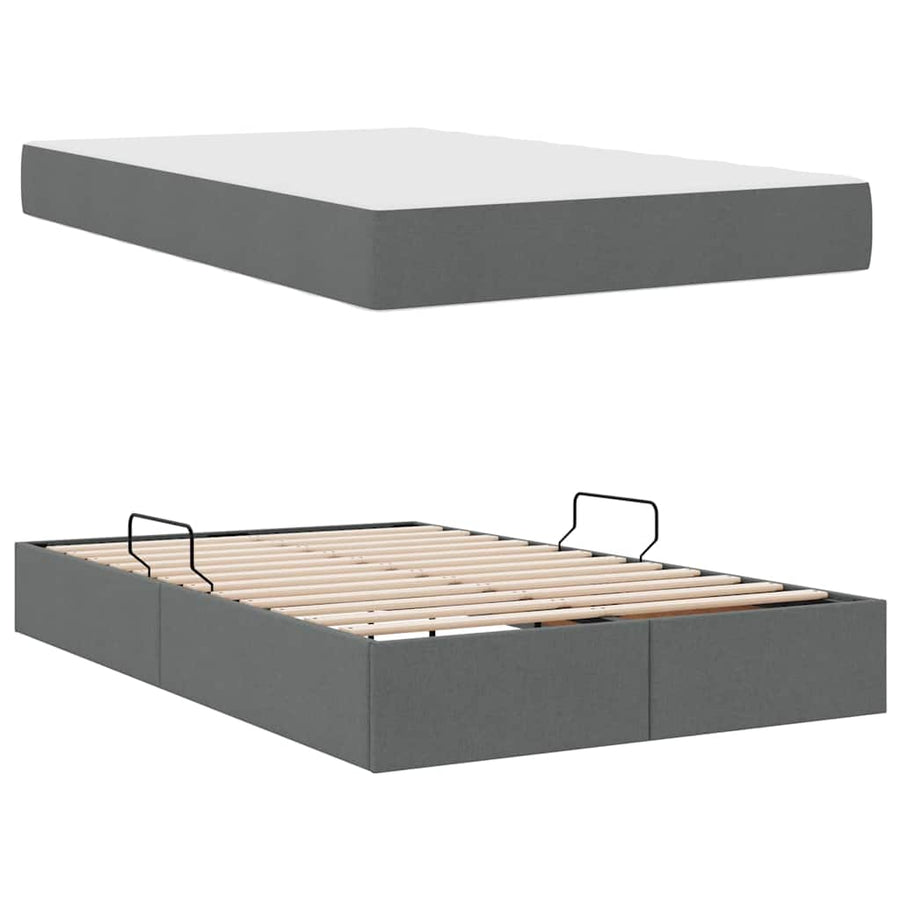 Opbergbed met matras Donkergrijs 120 x 200 cm Polyester