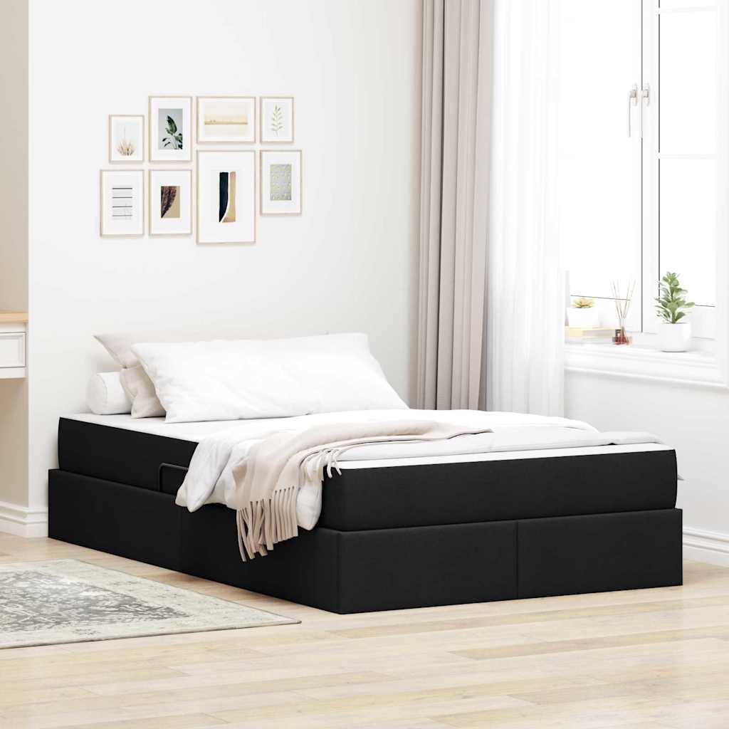 Opbergbed met matras met matras Zwart 120 x 200 cm Polyester