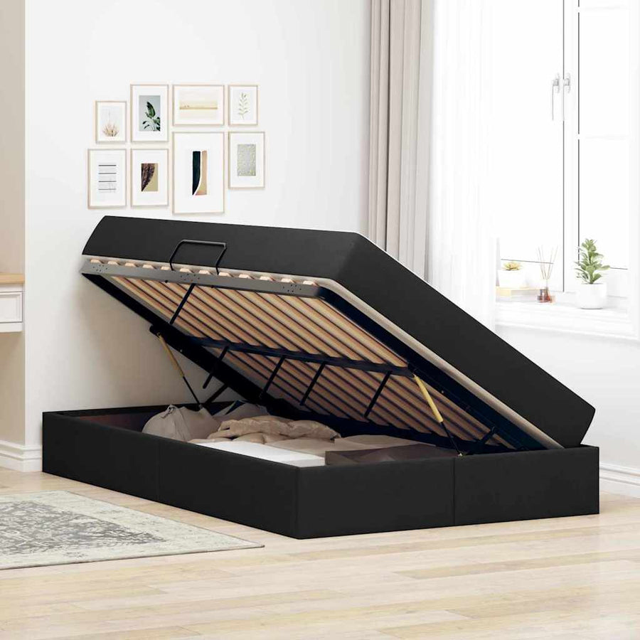 Opbergbed met matras met matras Zwart 120 x 200 cm Polyester
