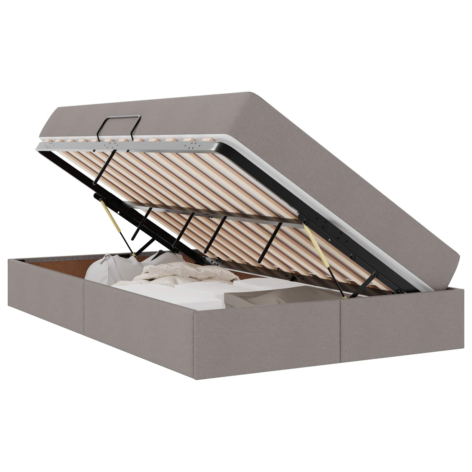 Opbergbed met matras met matras Taupe 120 x 200 cm Polyester
