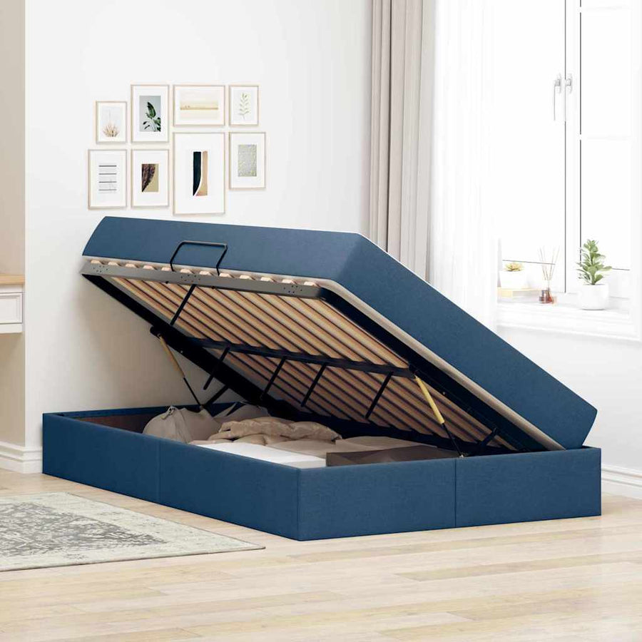 Opbergbed met matras met matras Blauw 120 x 200 cm Polyester