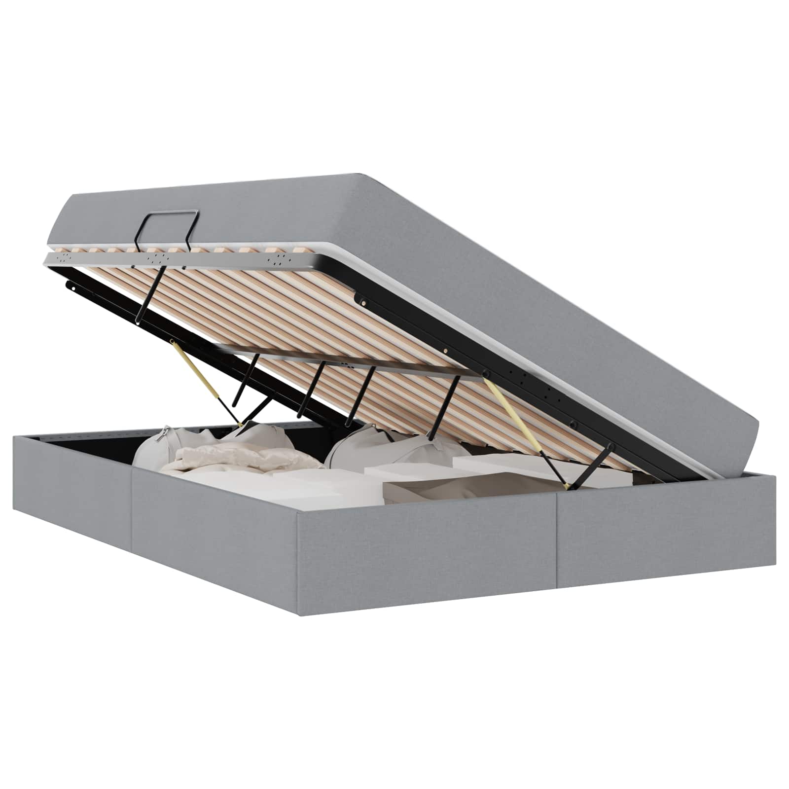 Opbergbed met matras Lichtgrijs 140 x 190 cm Polyester