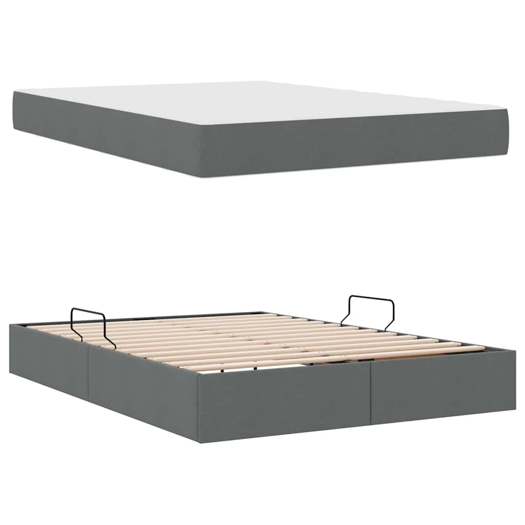 Opbergbed met matras Donkergrijs 140 x 190 cm Polyester