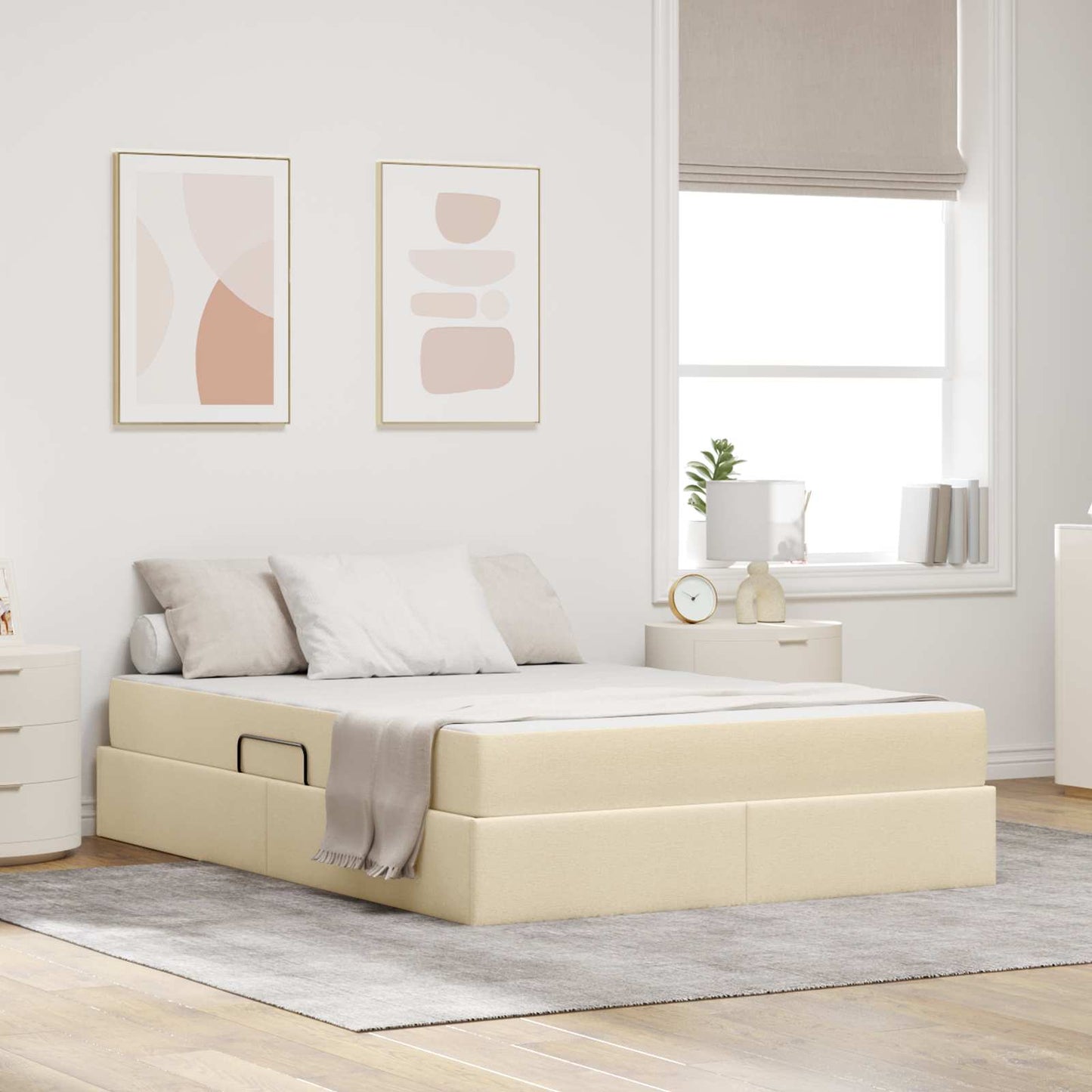 Opbergbed met matras met matras Crème 140 x 190 cm Polyester